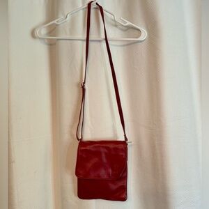 Elegant Red Leather Crossbody Bag